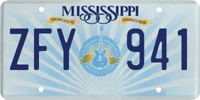 MS license plate ZFY941