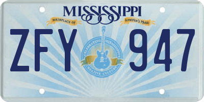 MS license plate ZFY947