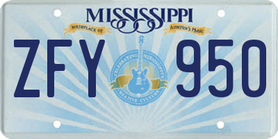 MS license plate ZFY950