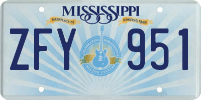 MS license plate ZFY951