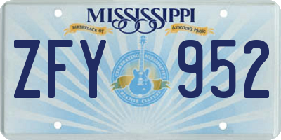 MS license plate ZFY952