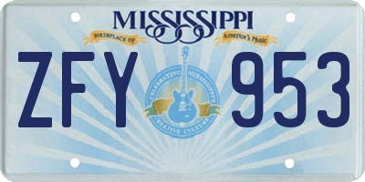 MS license plate ZFY953