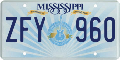 MS license plate ZFY960