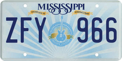 MS license plate ZFY966