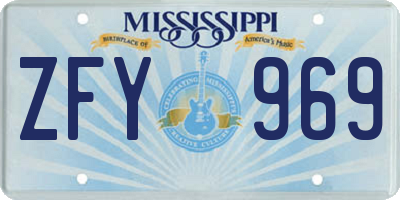 MS license plate ZFY969