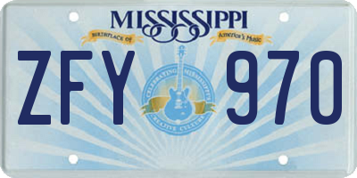 MS license plate ZFY970
