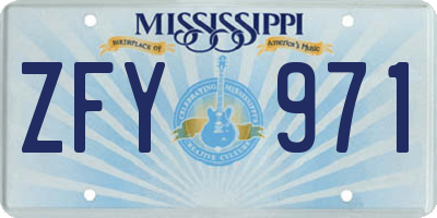 MS license plate ZFY971