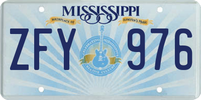 MS license plate ZFY976