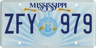 MS license plate ZFY979