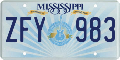 MS license plate ZFY983