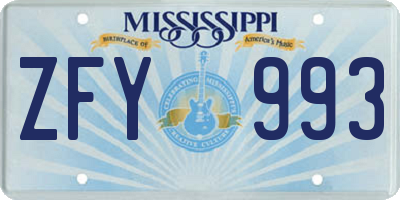 MS license plate ZFY993