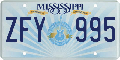 MS license plate ZFY995