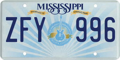MS license plate ZFY996