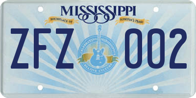 MS license plate ZFZ002