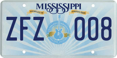 MS license plate ZFZ008