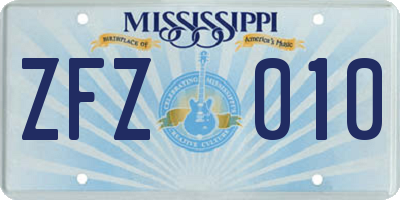 MS license plate ZFZ010
