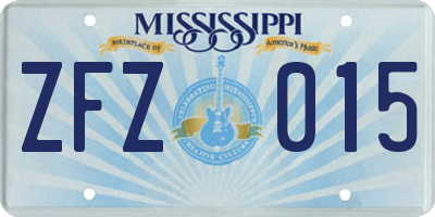 MS license plate ZFZ015