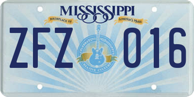 MS license plate ZFZ016