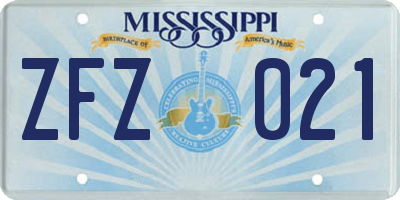 MS license plate ZFZ021