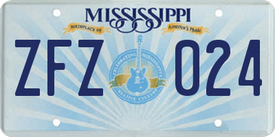 MS license plate ZFZ024