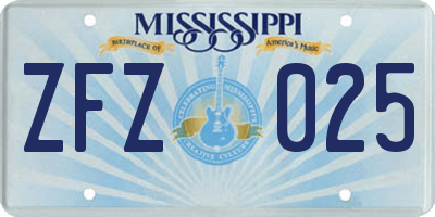 MS license plate ZFZ025