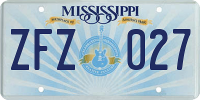 MS license plate ZFZ027