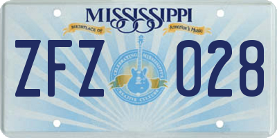 MS license plate ZFZ028