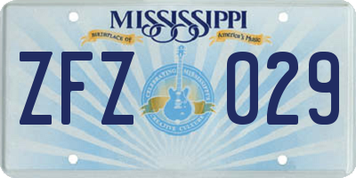 MS license plate ZFZ029