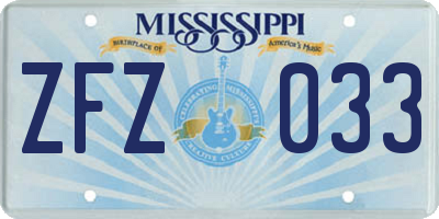 MS license plate ZFZ033