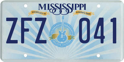 MS license plate ZFZ041