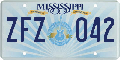 MS license plate ZFZ042