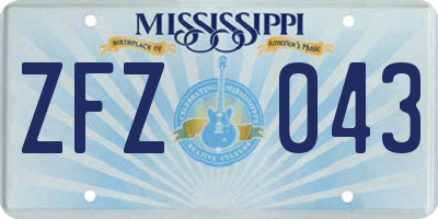 MS license plate ZFZ043