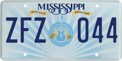 MS license plate ZFZ044