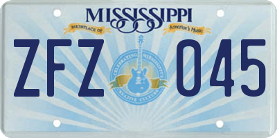 MS license plate ZFZ045