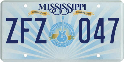 MS license plate ZFZ047