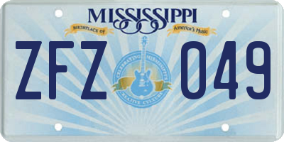 MS license plate ZFZ049