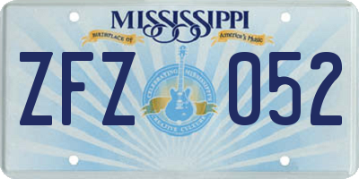 MS license plate ZFZ052