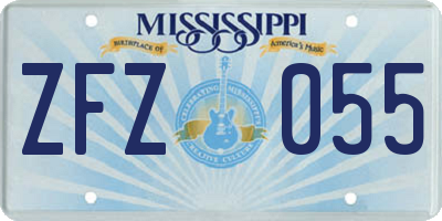MS license plate ZFZ055