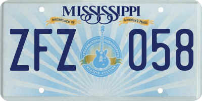 MS license plate ZFZ058
