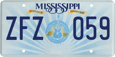 MS license plate ZFZ059