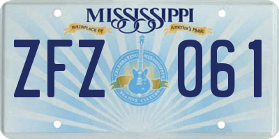 MS license plate ZFZ061
