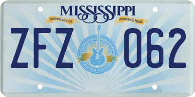 MS license plate ZFZ062