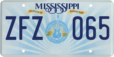 MS license plate ZFZ065