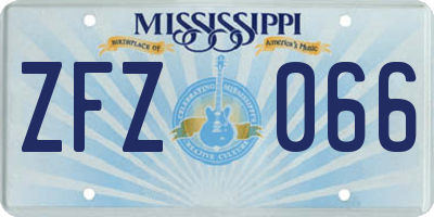 MS license plate ZFZ066
