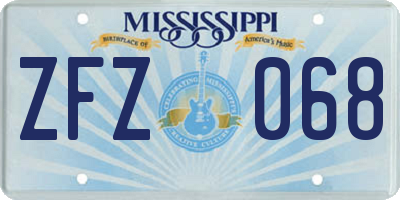 MS license plate ZFZ068