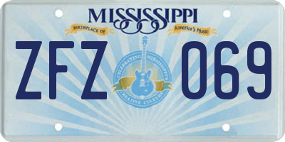 MS license plate ZFZ069