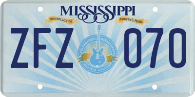 MS license plate ZFZ070