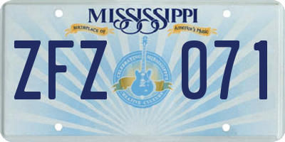 MS license plate ZFZ071