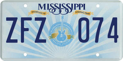 MS license plate ZFZ074
