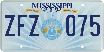 MS license plate ZFZ075
